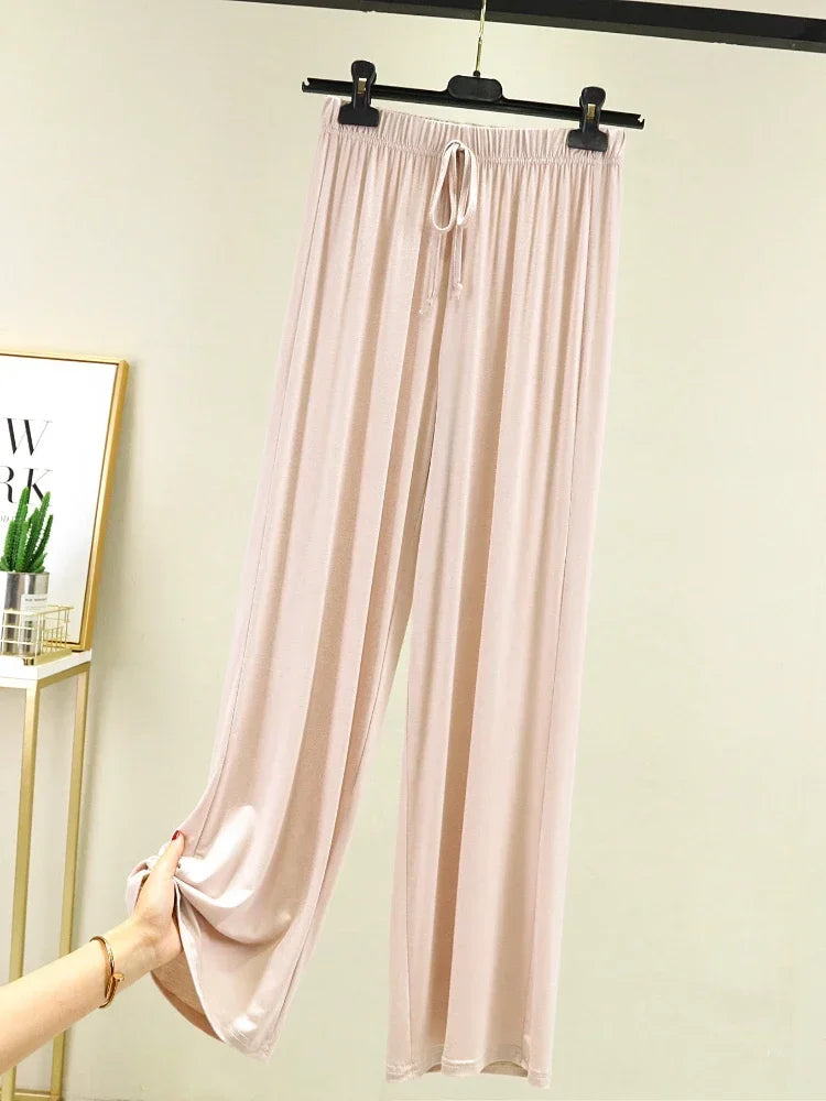 New Spring Summer Modal Women Pants Loose Casual Wide Leg Pants for Women Bottoms Korean Fashion Beige Streetwear Women Clothes
