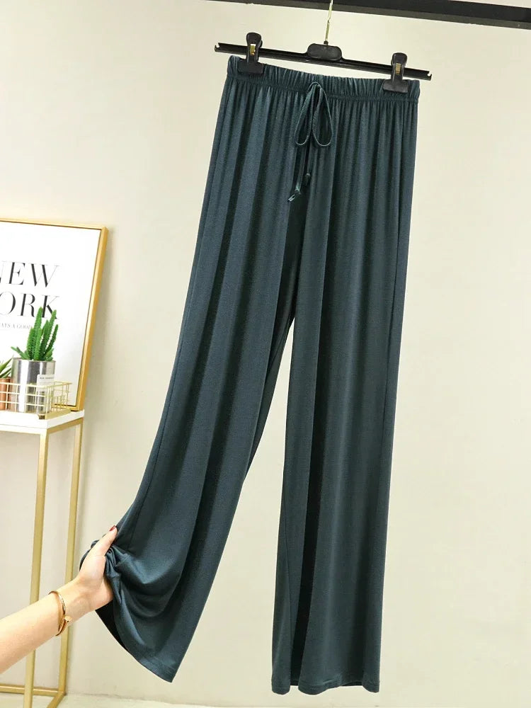 New Spring Summer Modal Women Pants Loose Casual Wide Leg Pants for Women Bottoms Korean Fashion Beige Streetwear Women Clothes