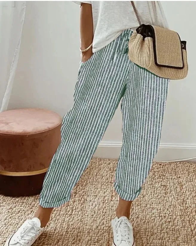 2026 spring and summer hot fashion Japanese and Korean casual loose striped drawstring elastic waist casual pants