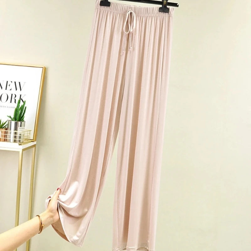 New Spring Summer Modal Women Pants Loose Casual Wide Leg Pants for Women Bottoms Korean Fashion Beige Streetwear Women Clothes