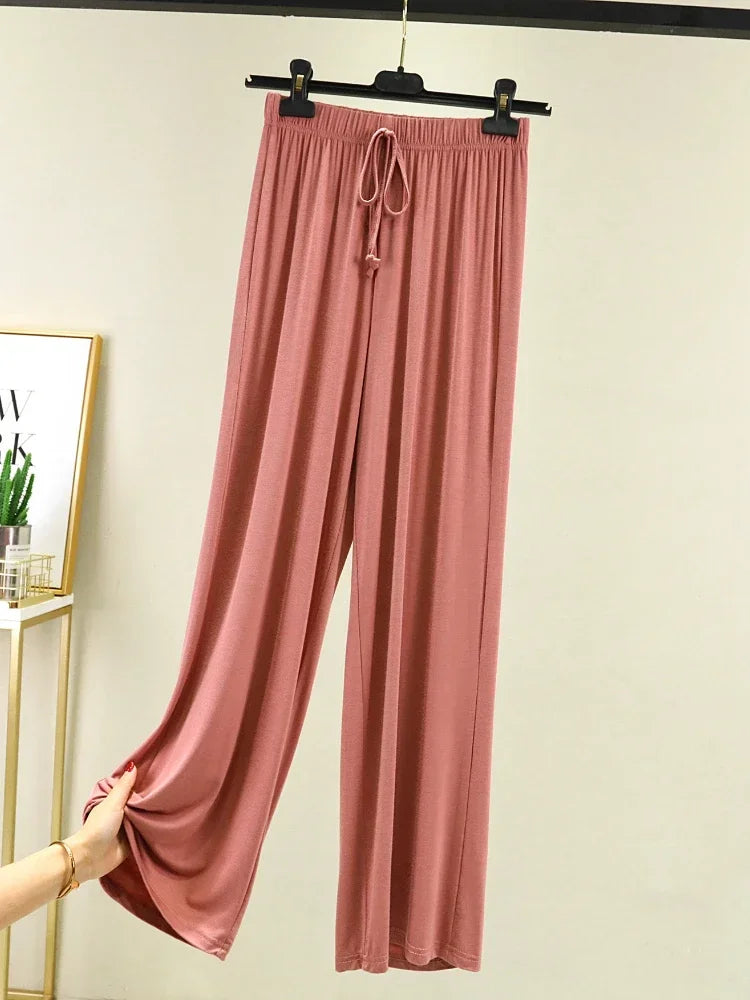 New Spring Summer Modal Women Pants Loose Casual Wide Leg Pants for Women Bottoms Korean Fashion Beige Streetwear Women Clothes