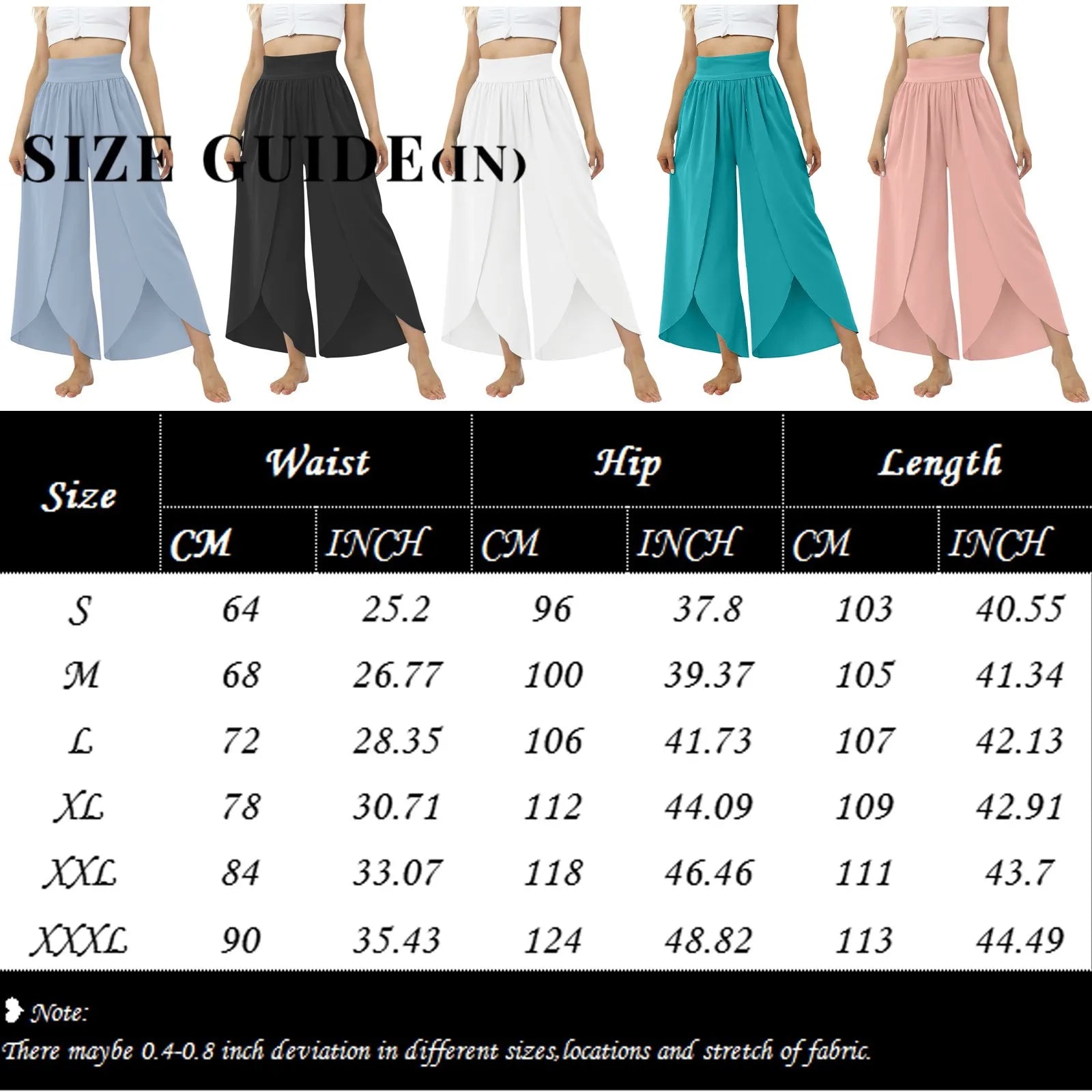 Ladies' Elastic Waist Solid Color Casual Irregular Trousers Fashion Korean Version High Waist Loose Wide Leg Long Pants