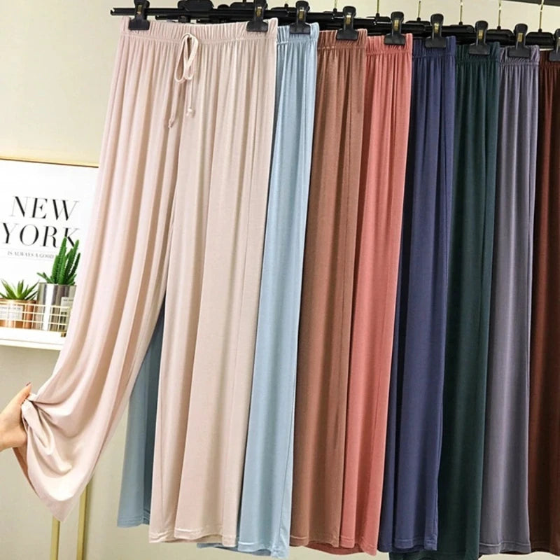 New Spring Summer Modal Women Pants Loose Casual Wide Leg Pants for Women Bottoms Korean Fashion Beige Streetwear Women Clothes