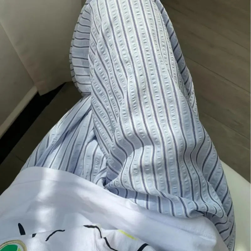 Korean Casual Striped  Drawstring Straight Pant  Y2k Women Loose Holiday Pants Perppy Sweet Pink High Waist Office Trousers