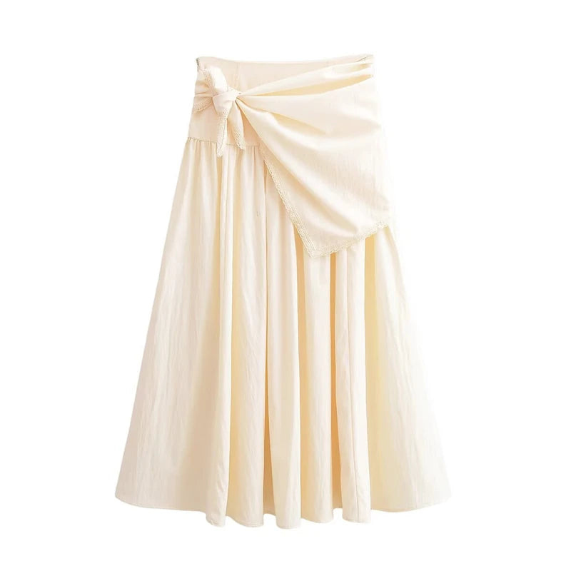 Women's Skirt 2026 New Fashion Spring Summer Beige Fluffy Scarf Midi Skirt for Women Casual Chic Personality Female Skirt