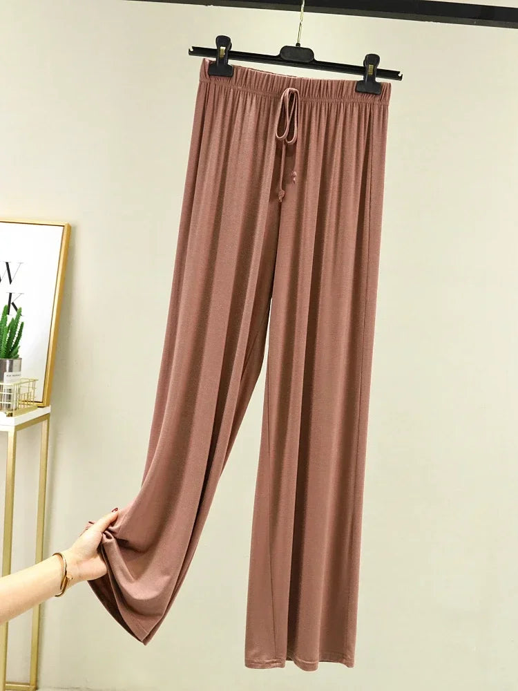 New Spring Summer Modal Women Pants Loose Casual Wide Leg Pants for Women Bottoms Korean Fashion Beige Streetwear Women Clothes